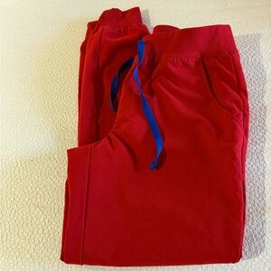 Figs Red Jogger Pants with Blue Drawstring size small Zamora EUC